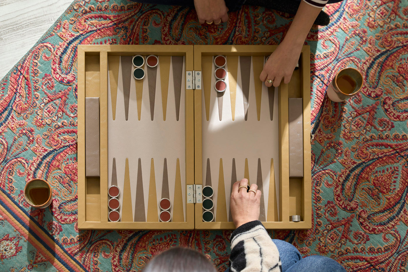 Luxus Backgammon Set - dekoratives Brettspiel mit Echtleder — 8