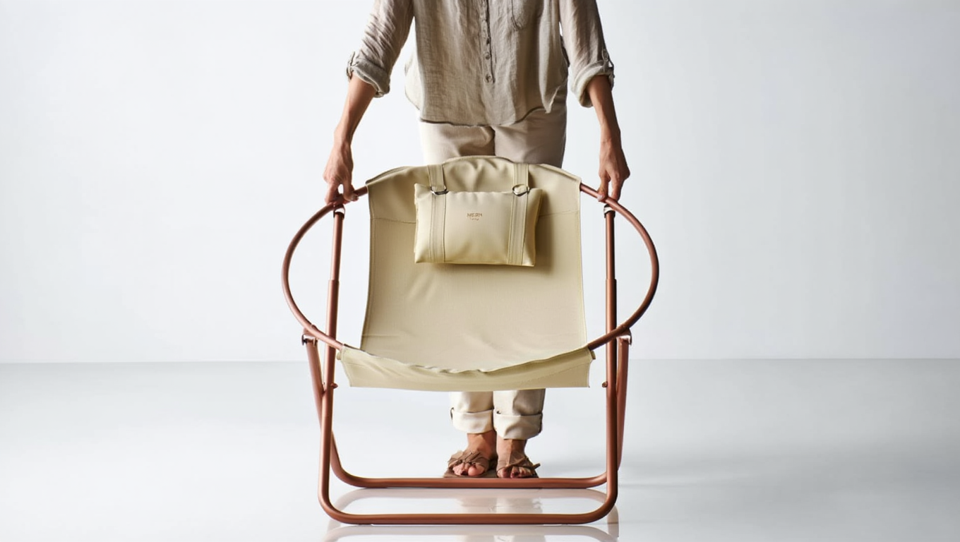 Leder-Klappsessel – Beige — 3
