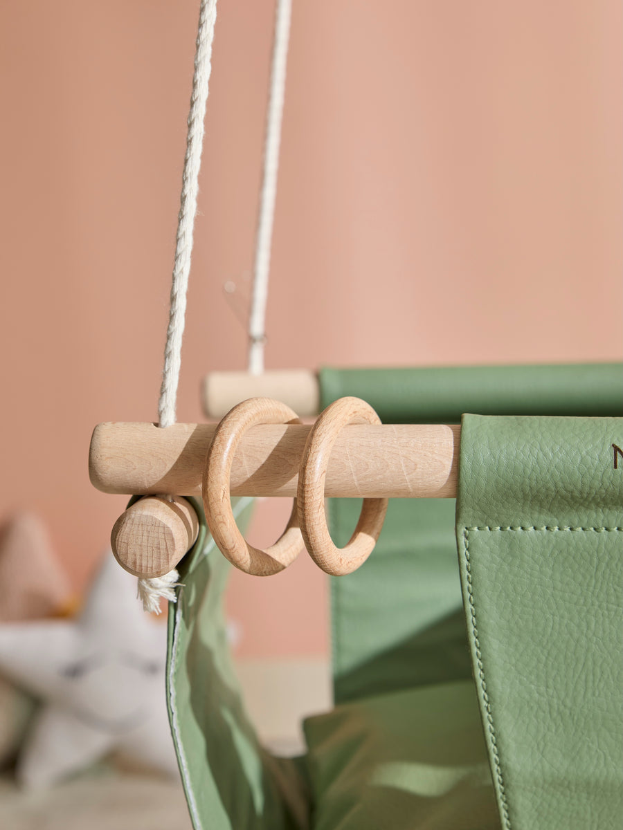 Makramee Babyschaukel /Grün Detail