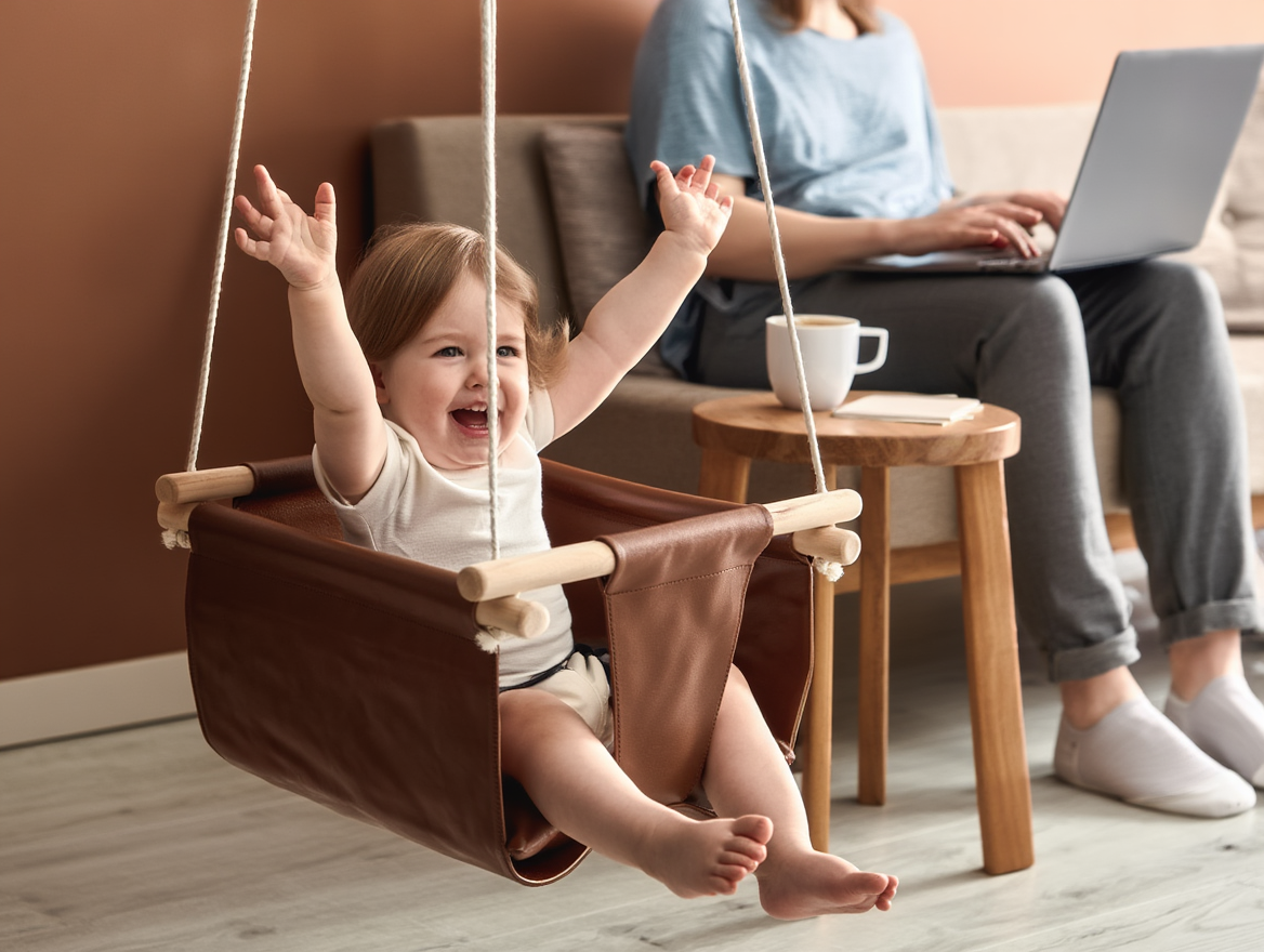 Makramee Babyschaukel / Braun — 12