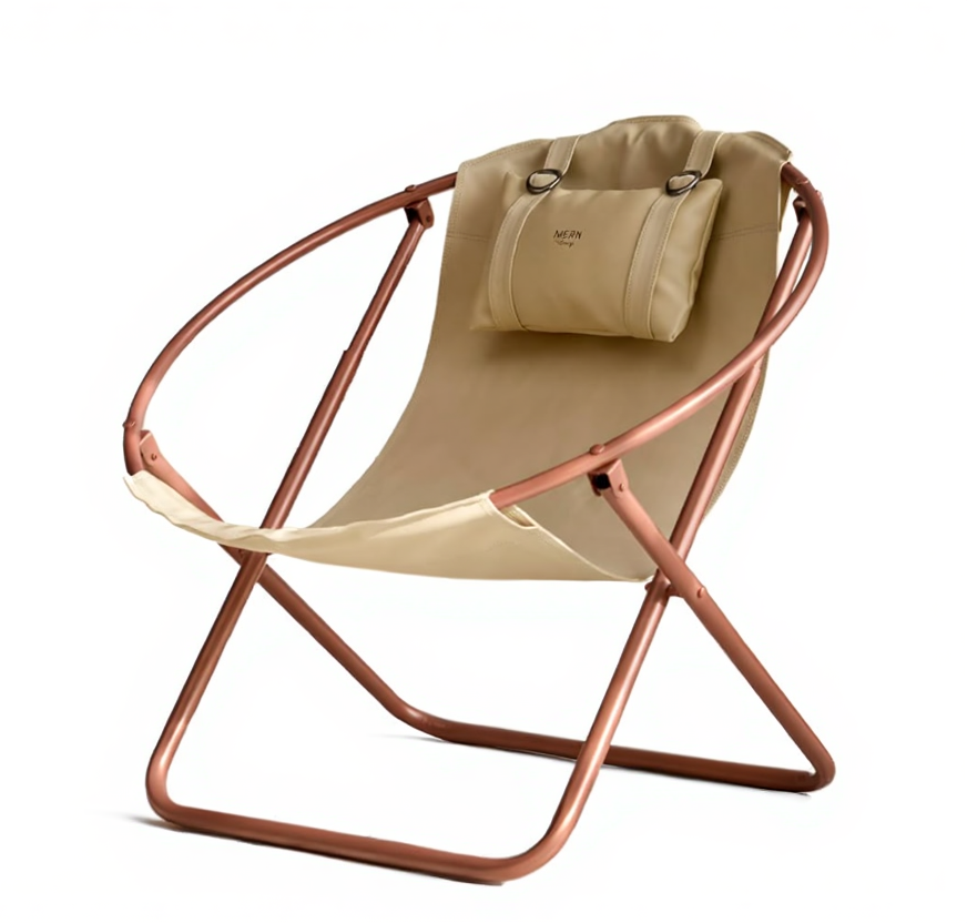 Leder-Klappsessel – Beige — 1