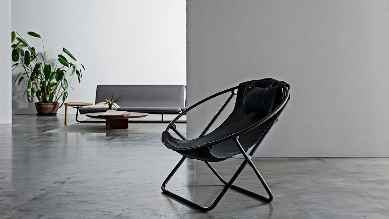 Klappbarer Ledersessel – Schwarz — 2