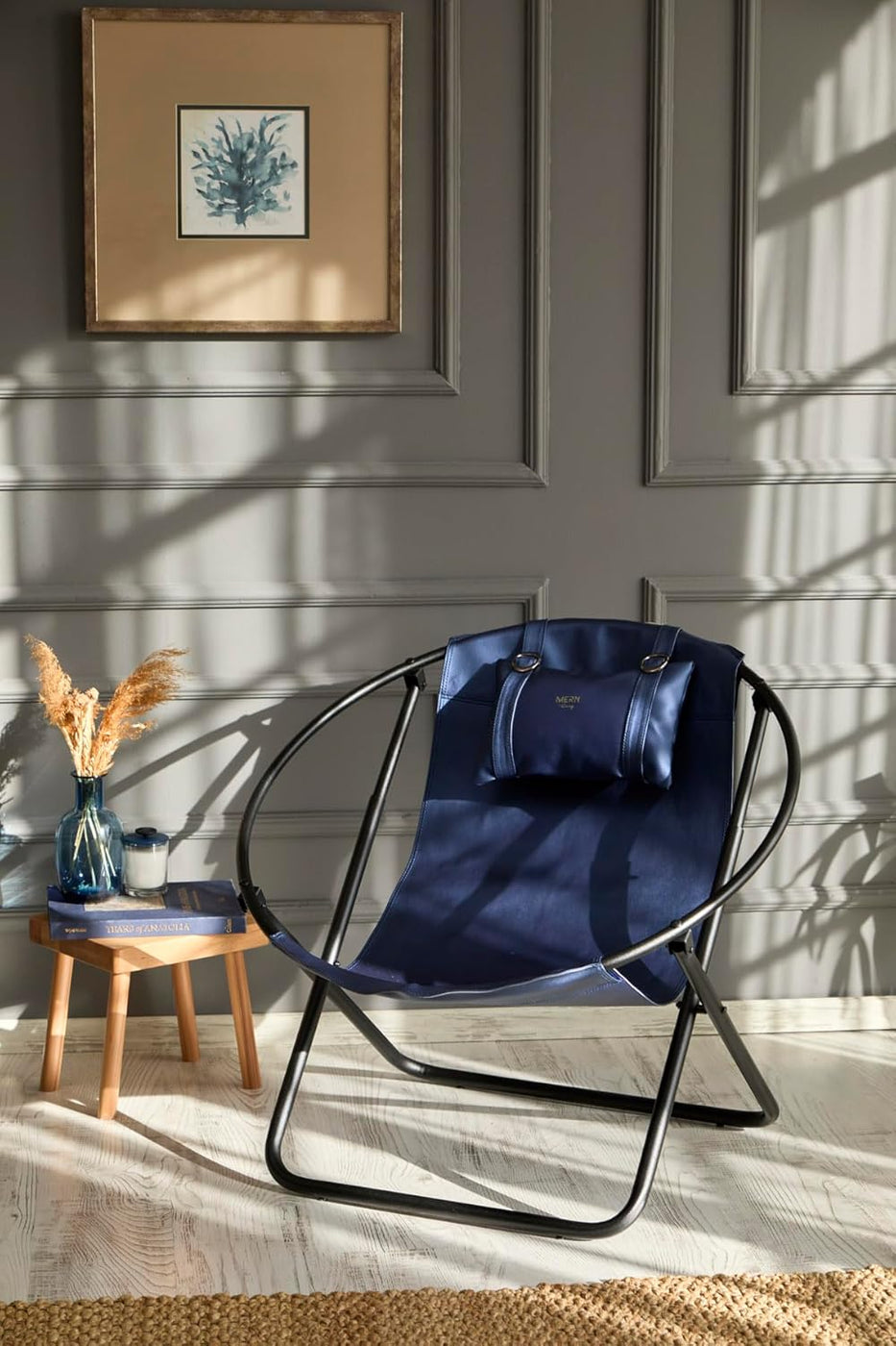 Klappbarer Ledersessel - Indigo — 9