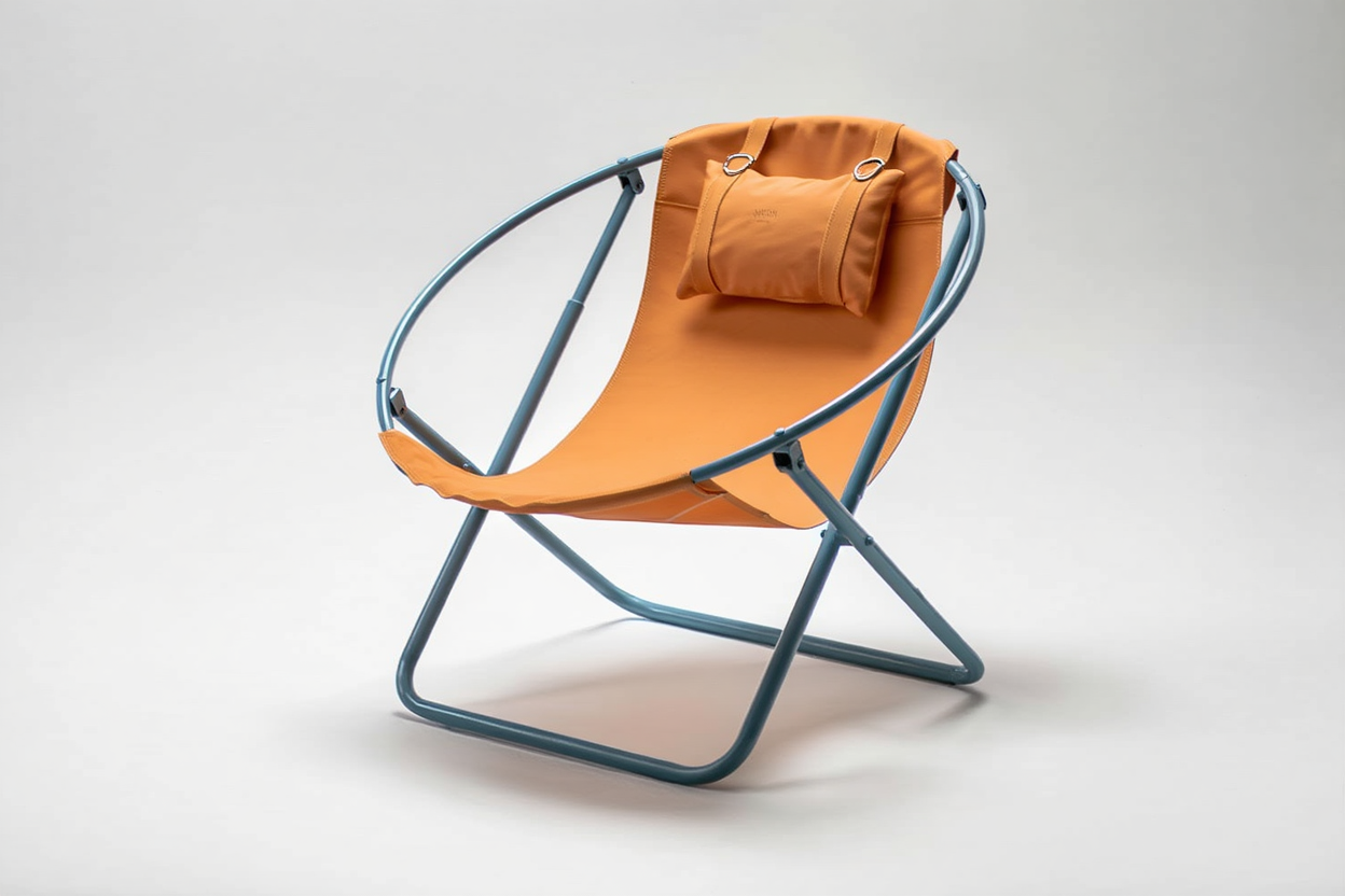 Klappbarer Ledersessel – Orange — 1
