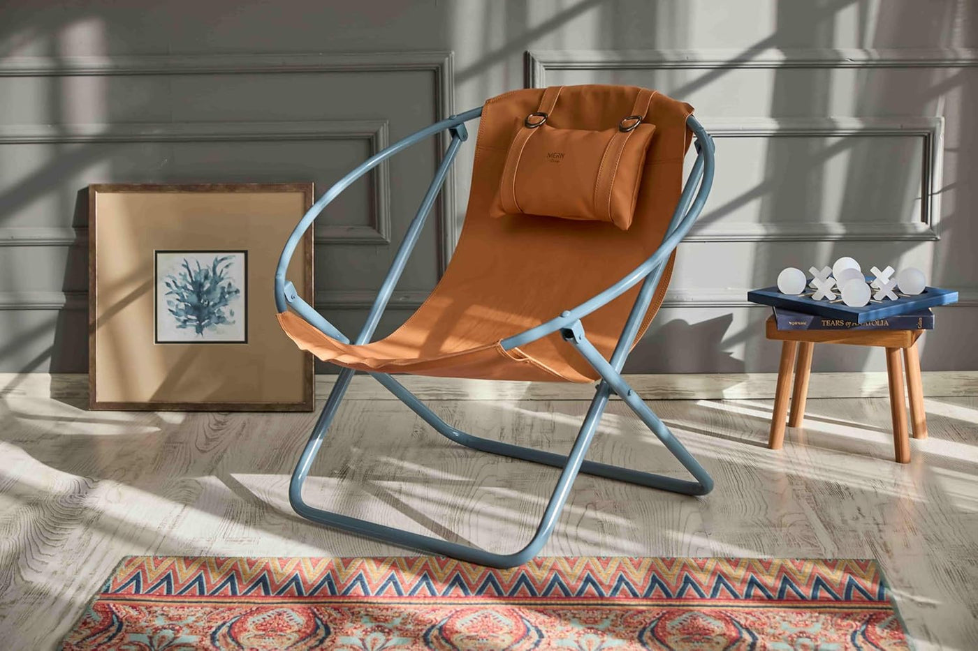 Klappbarer Ledersessel – Orange — 10