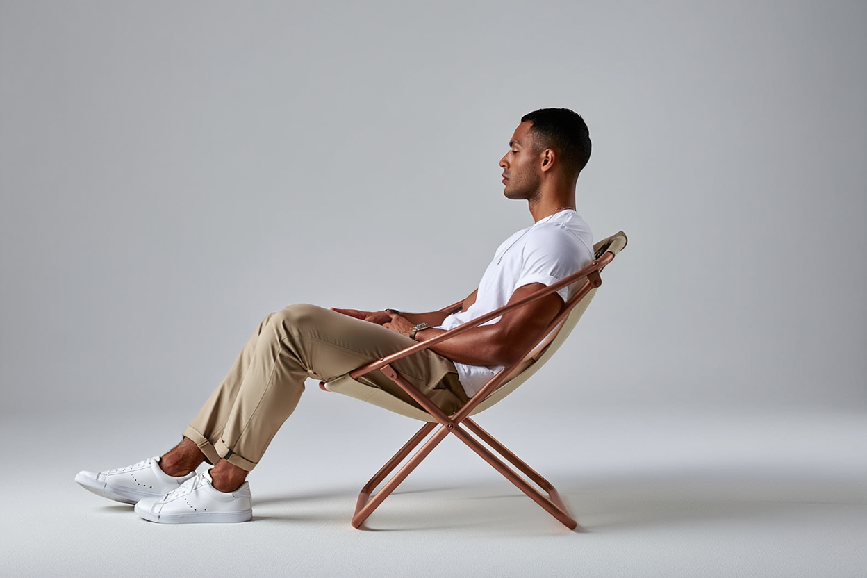 Leder-Klappsessel – Beige — 8