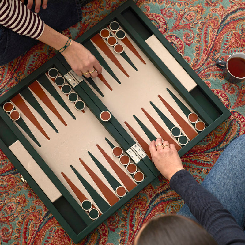 Luxus Backgammon Set - dekoratives Brettspiel mit Echtleder