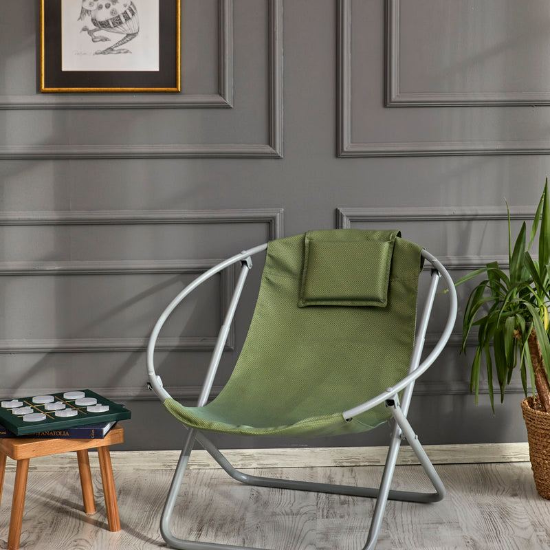 Luxuriöser, Klappbarer Lounge-Sessel aus Canvas -Grün
