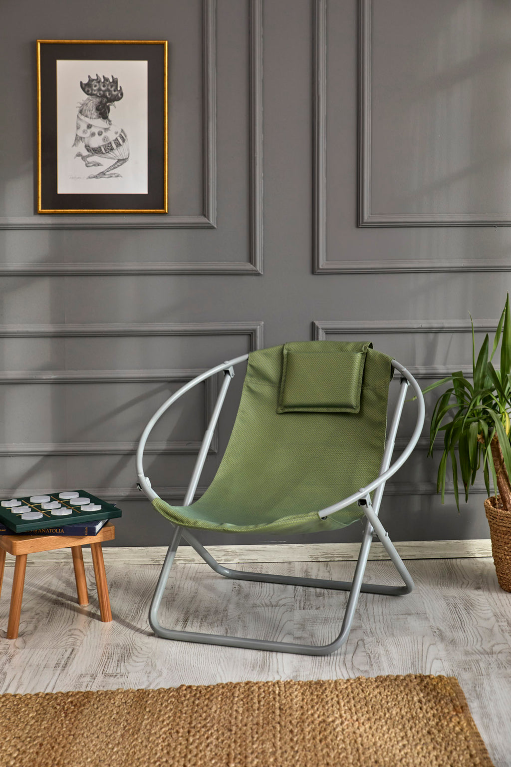 Luxuriöser, Klappbarer Lounge-Sessel aus Canvas -Grün