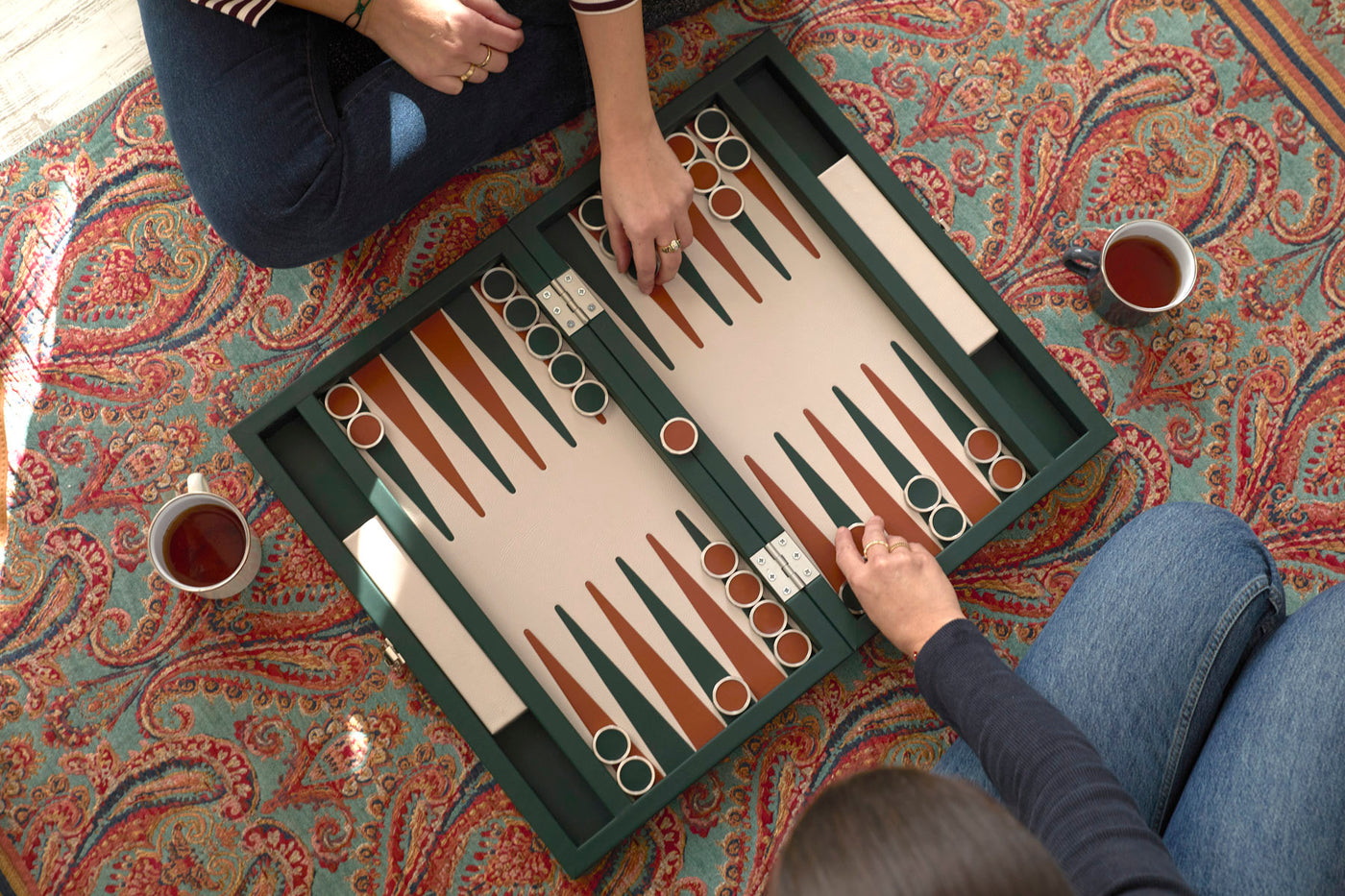 Luxus Backgammon Set - dekoratives Brettspiel mit Echtleder — 2