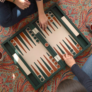 Luxus Backgammon Set - dekoratives Brettspiel mit Echtleder – 2