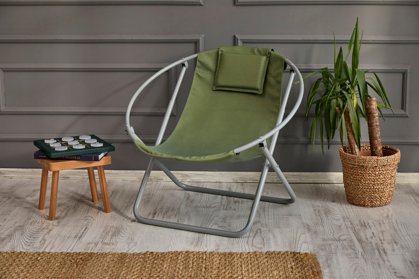 Luxuriöser, Klappbarer Lounge-Sessel aus Canvas -Grün — 3