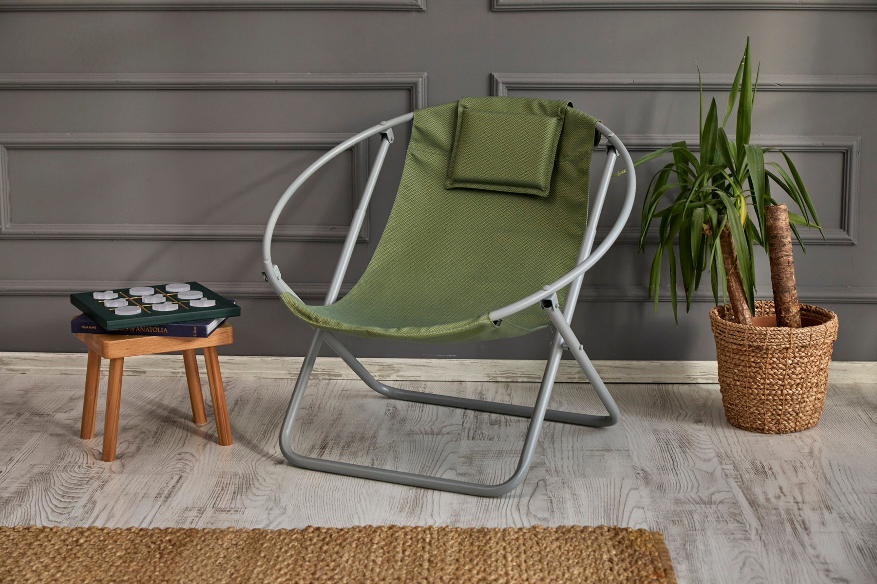 Luxuriöser, Klappbarer Lounge-Sessel aus Canvas