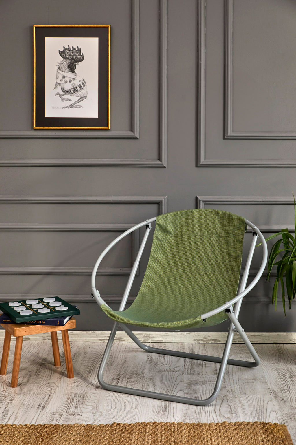 Luxuriöser, Klappbarer Lounge-Sessel aus Canvas -Grün