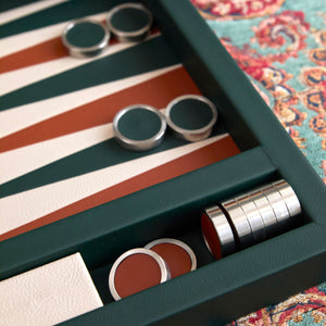 Luxus Backgammon Set - dekoratives Brettspiel mit Echtleder – 5