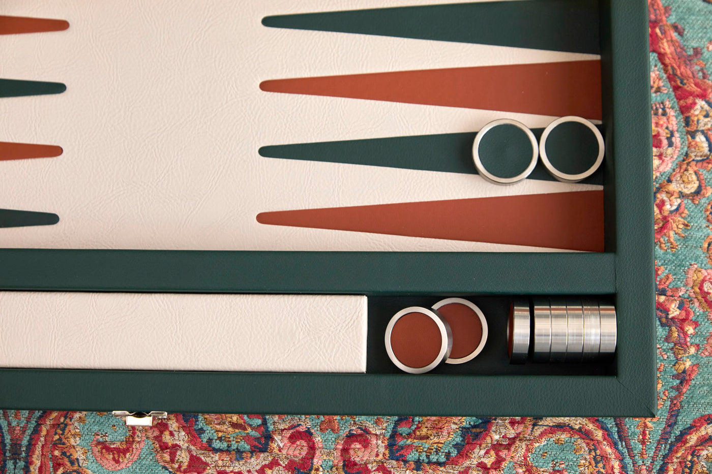 Luxus Backgammon Set - dekoratives Brettspiel mit Echtleder — 6
