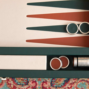 Luxus Backgammon Set - dekoratives Brettspiel mit Echtleder – 6