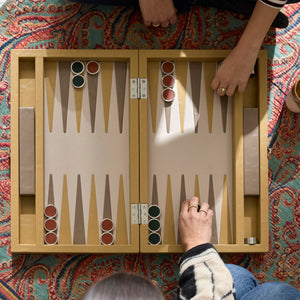 Luxus Backgammon Set - dekoratives Brettspiel mit Echtleder – 8