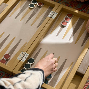 Luxus Backgammon Set - dekoratives Brettspiel mit Echtleder – 9
