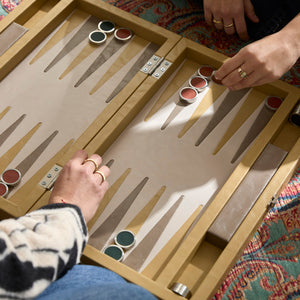 Luxus Backgammon Set - dekoratives Brettspiel mit Echtleder – 10