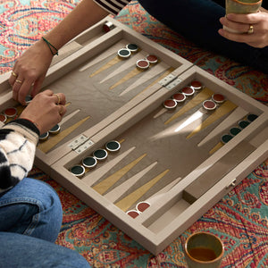 Luxus Backgammon Set - dekoratives Brettspiel mit Echtleder – 11