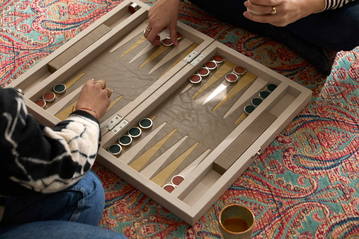 Luxus Backgammon Set - dekoratives Brettspiel mit Echtleder — 12