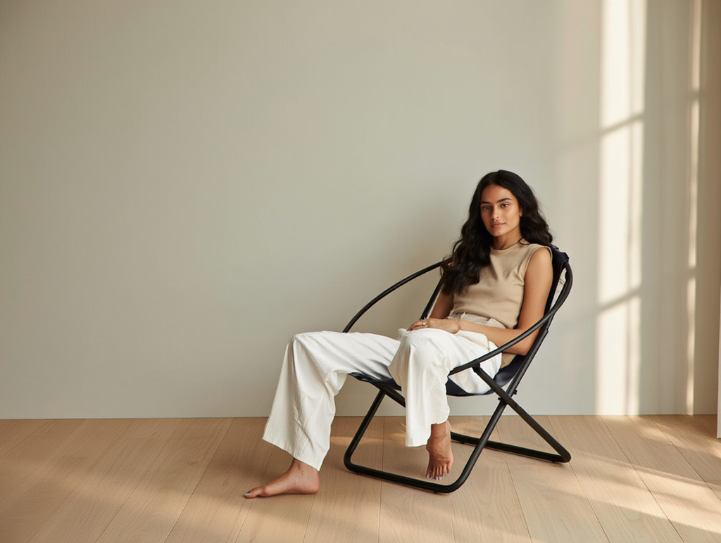 Klappbarer Ledersessel - Indigo