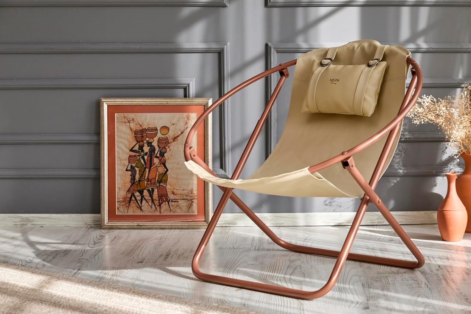 Leather Folding Chair – Beige