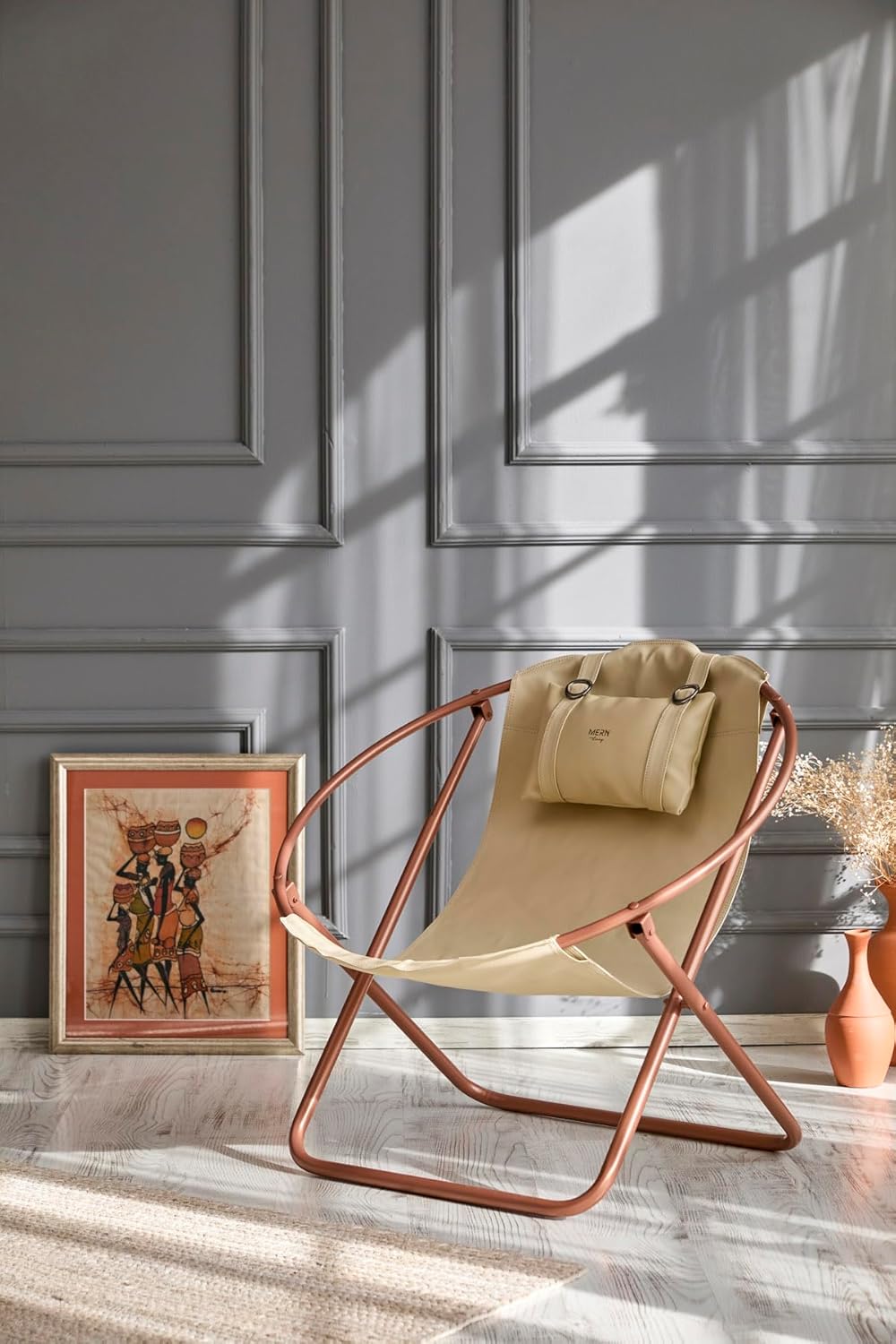 Leather Folding Chair – Beige