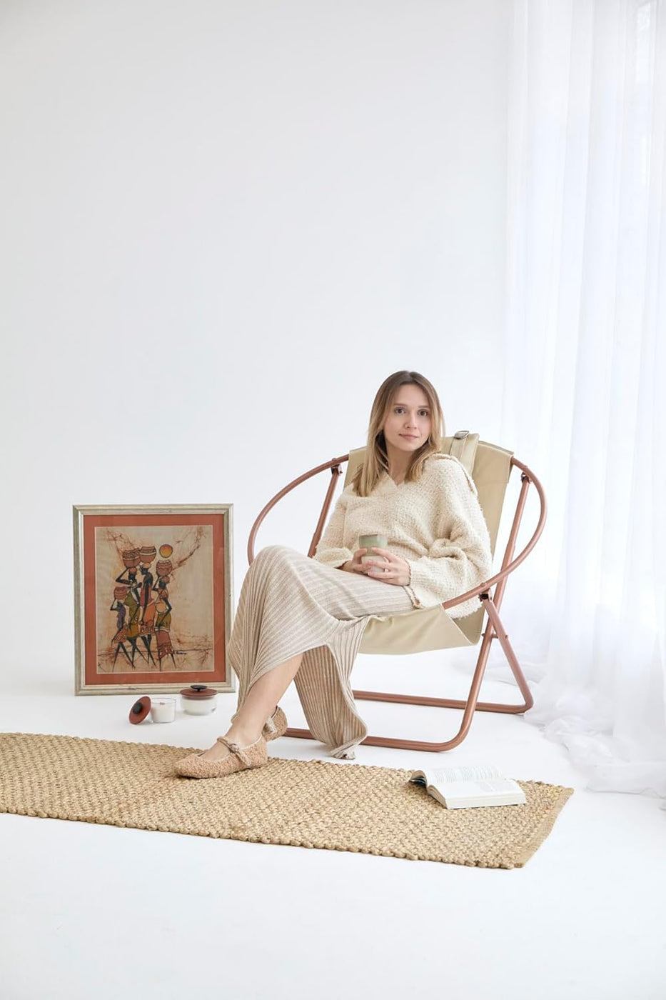 Leder-Klappsessel – Beige — 16