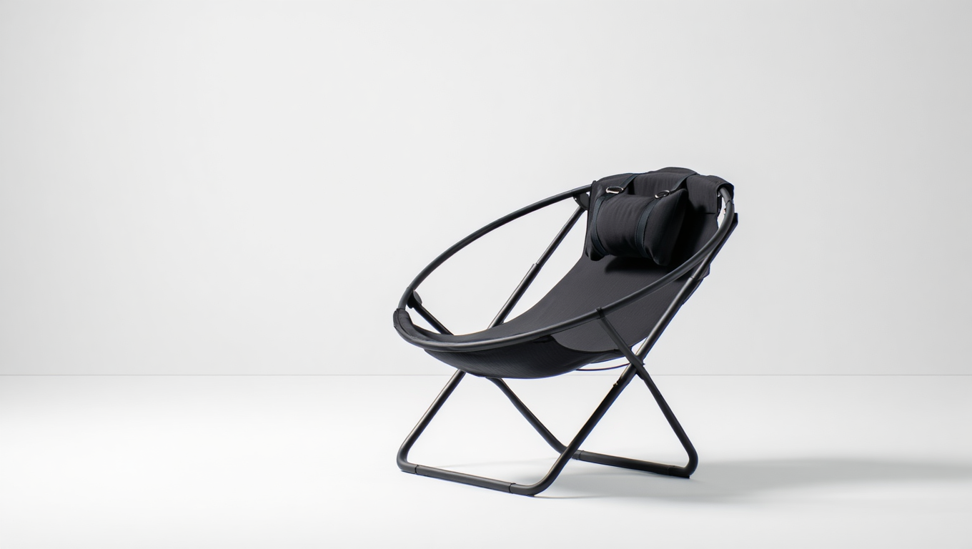 Klappbarer Ledersessel – Schwarz — 1