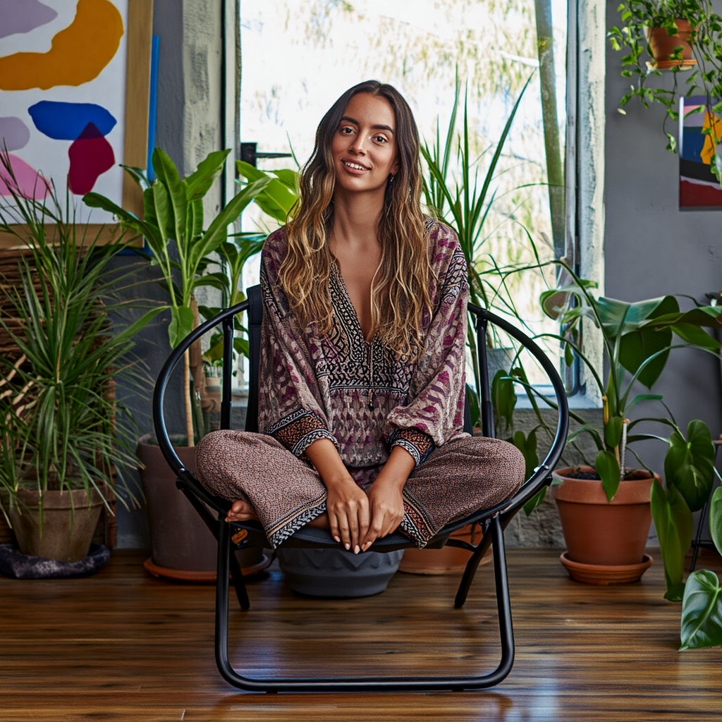 Klappbarer Ledersessel – Schwarz