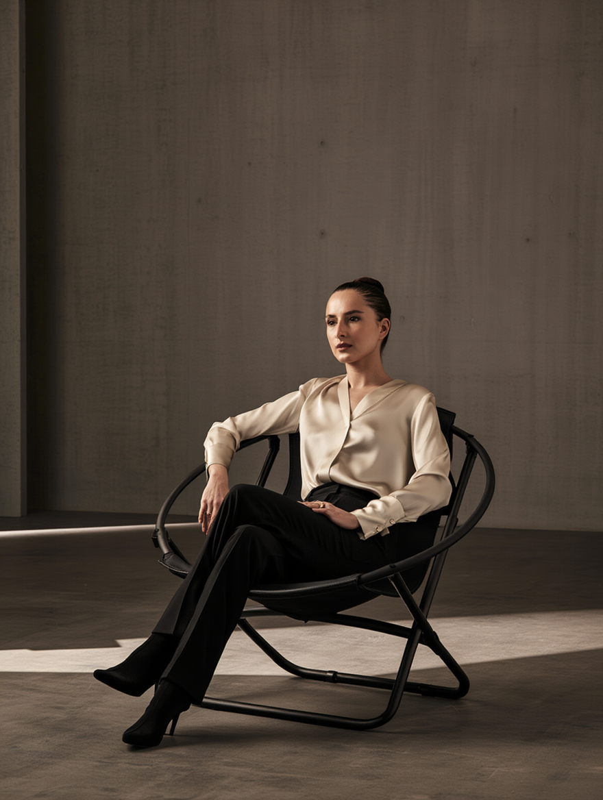 Klappbarer Ledersessel – Schwarz