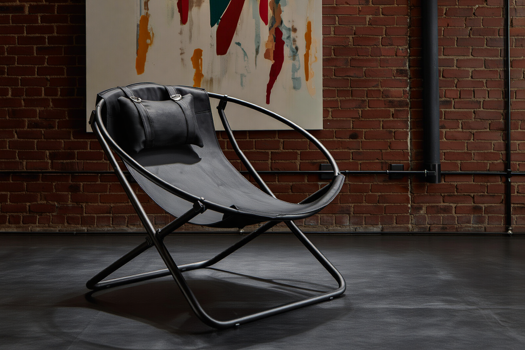 Klappbarer Ledersessel – Schwarz