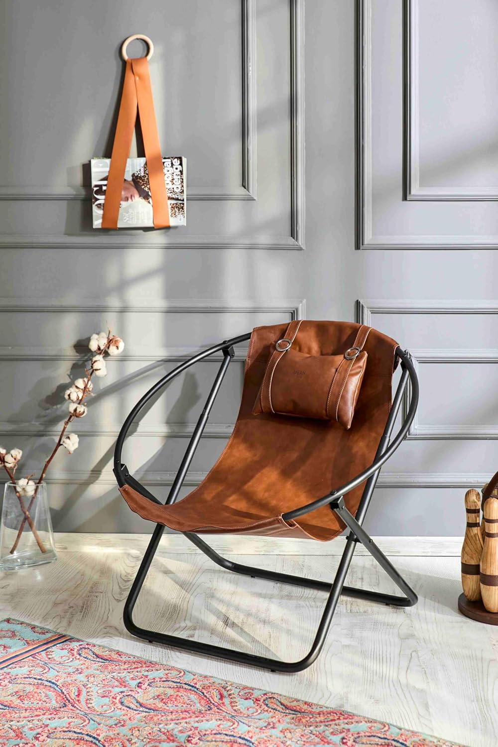 Klappbarer Ledersessel – Braun