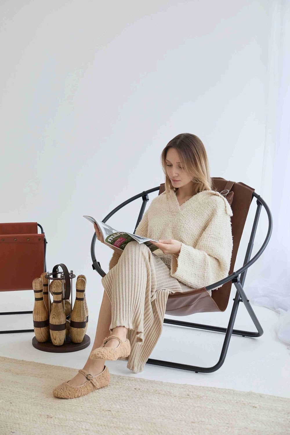 Klappbarer Ledersessel – Braun