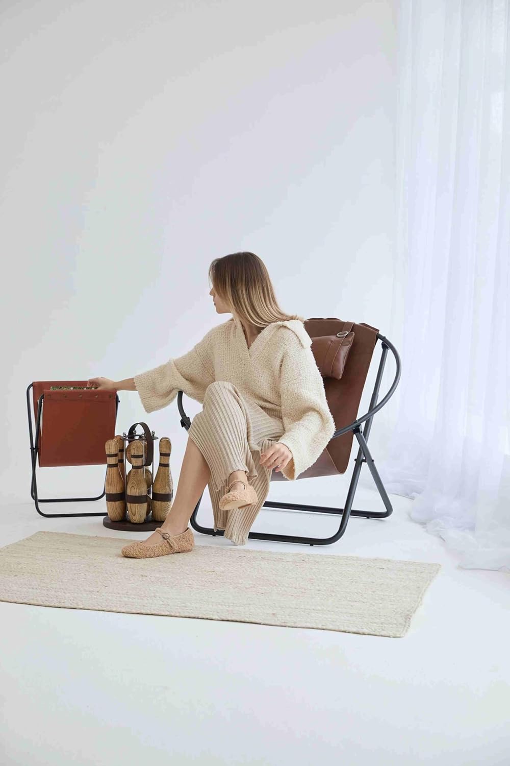 Klappbarer Ledersessel – Braun