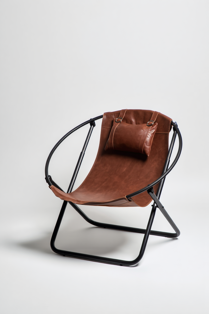 Klappbarer Ledersessel – Braun — 1