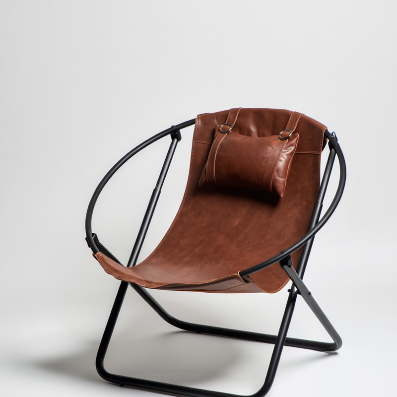 Leather Folding Chair - Brown