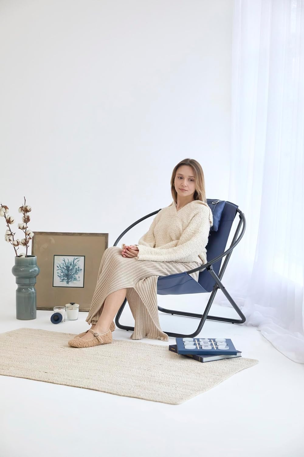 Klappbarer Ledersessel - Indigo