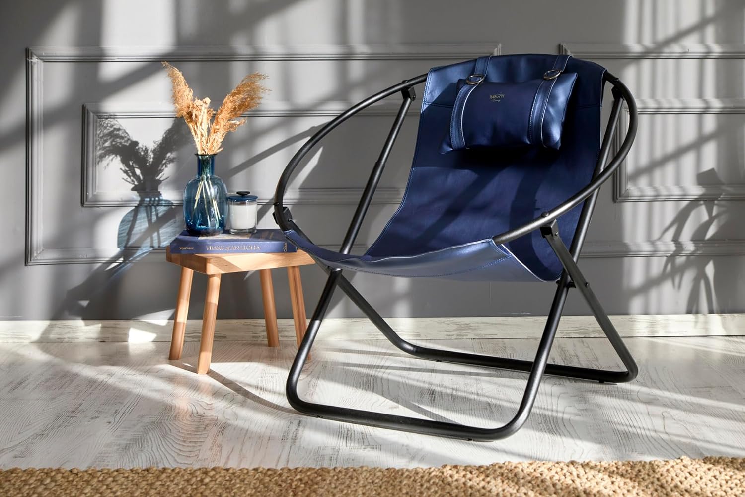 Klappbarer Ledersessel - Indigo