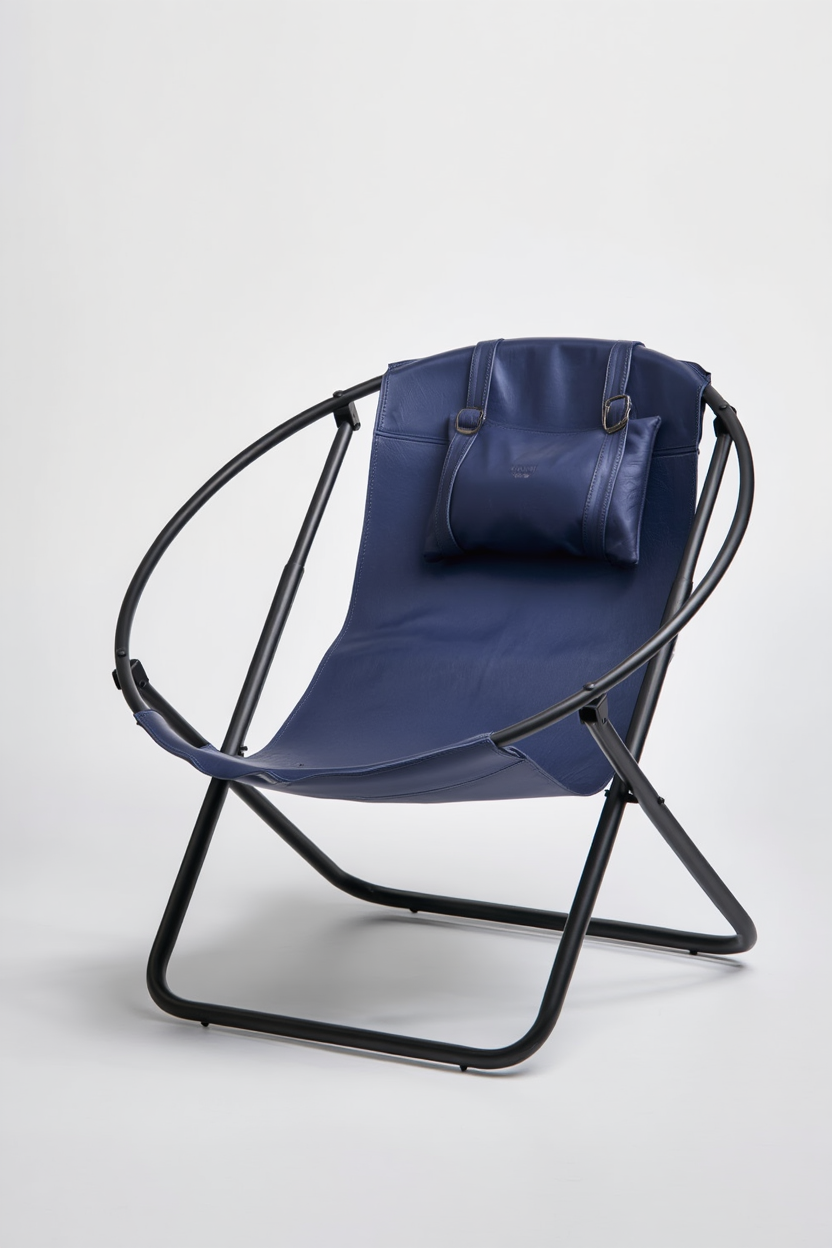 Klappbarer Ledersessel - Indigo — 1