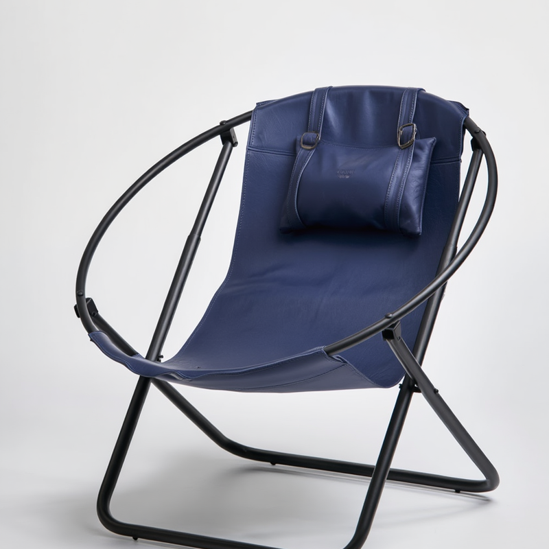 Klappbarer Ledersessel - Indigo