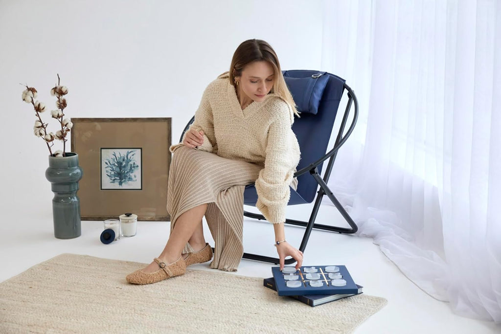 Klappbarer Ledersessel - Indigo