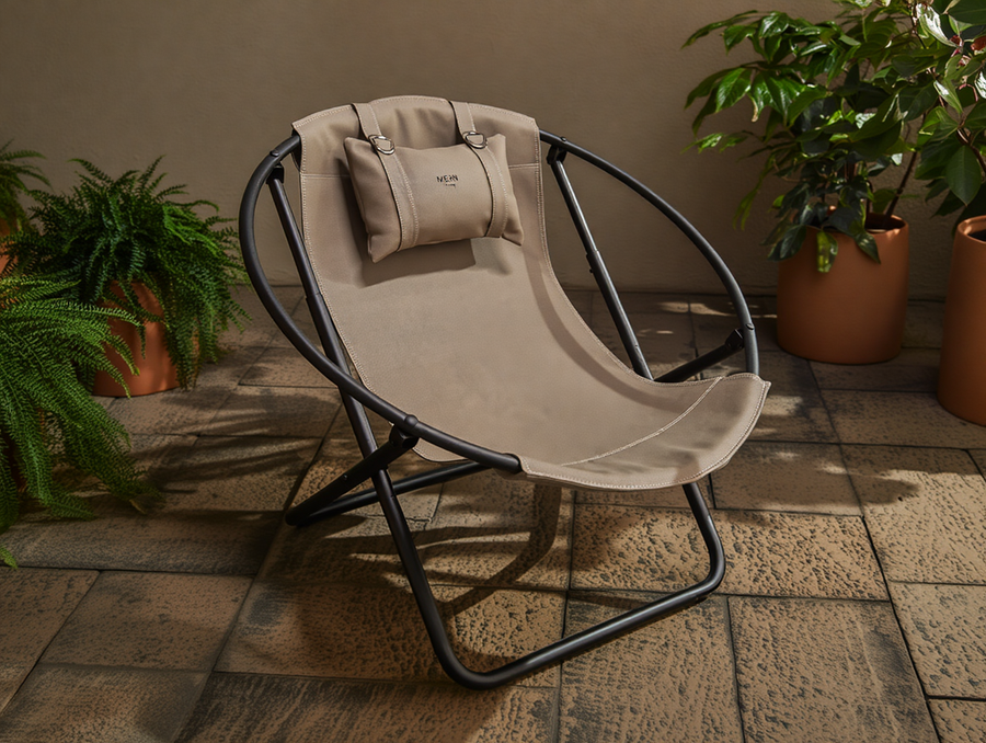 Leather Folding Chair - Mink Detail