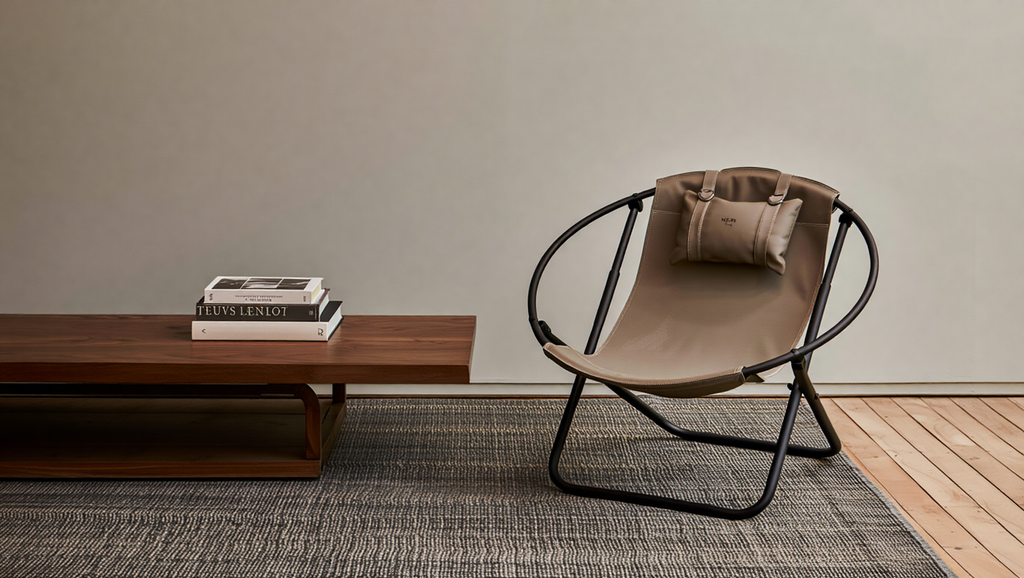 Klappbarer Ledersessel - Mink