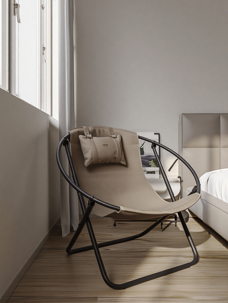 Klappbarer Ledersessel - Mink