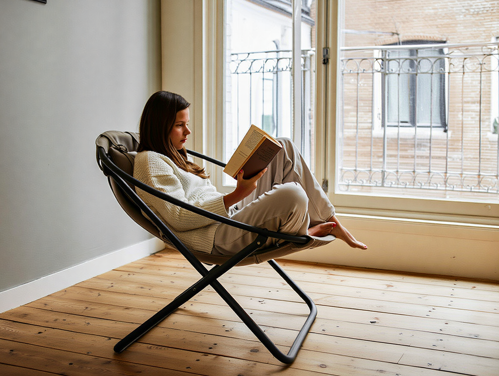 Klappbarer Ledersessel - Mink