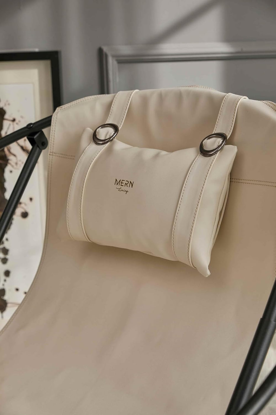 Leather Folding Chair - Cream — 6