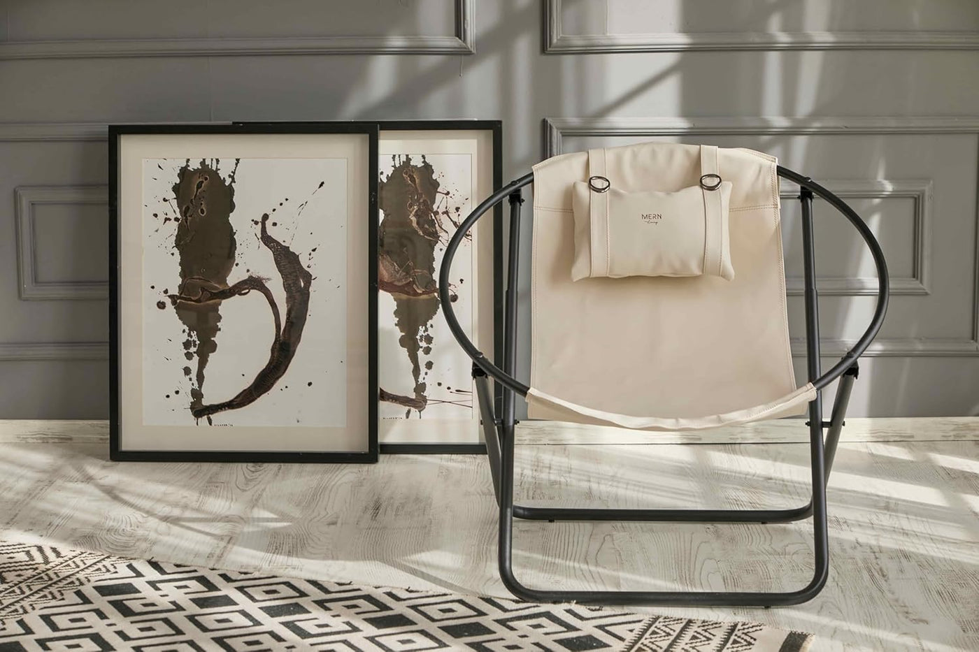 Leather Folding Chair - Cream — 7